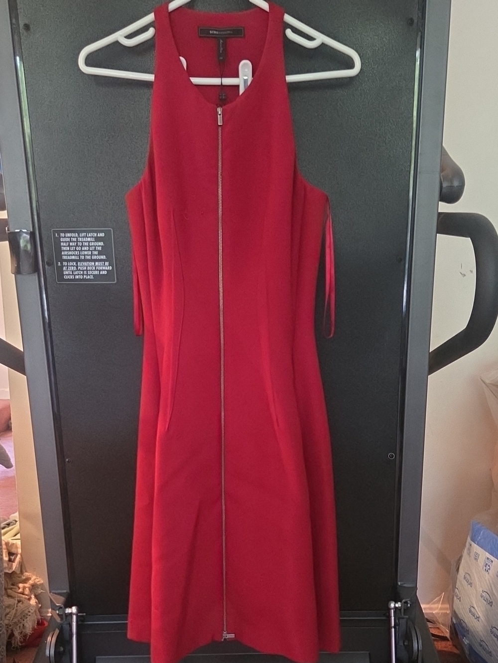 BCBGMaxAzria Red Sleeveless Zip-Front Midi Dress